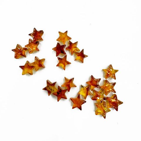 Cognac Amber Star Shape Cabochons 4 PCS