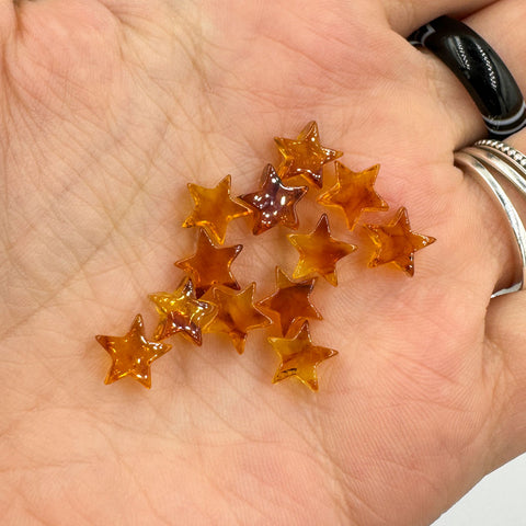 Cognac Amber Star Shape Cabochons 4 PCS