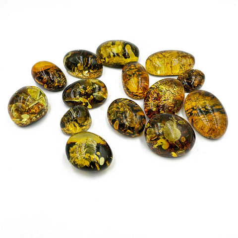 "Earth Stone" Green Amber Free Shape Cabochons