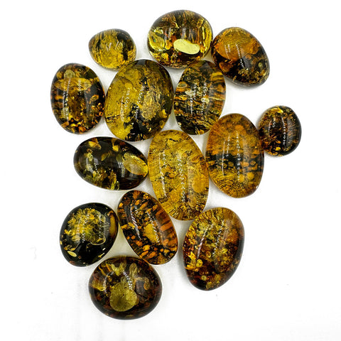 "Earth Stone" Green Amber Free Shape Cabochons