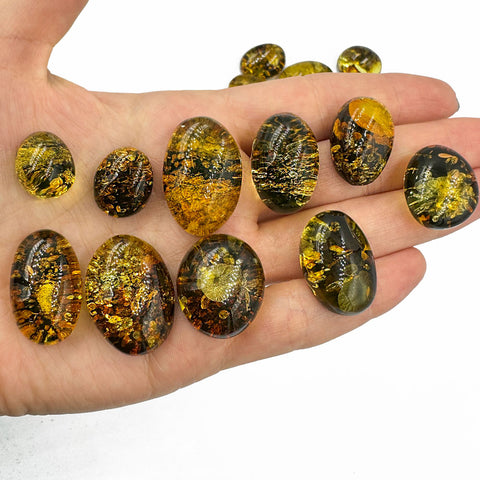 "Earth Stone" Green Amber Free Shape Cabochons