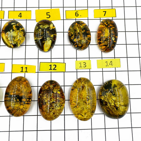 "Earth Stone" Green Amber Free Shape Cabochons