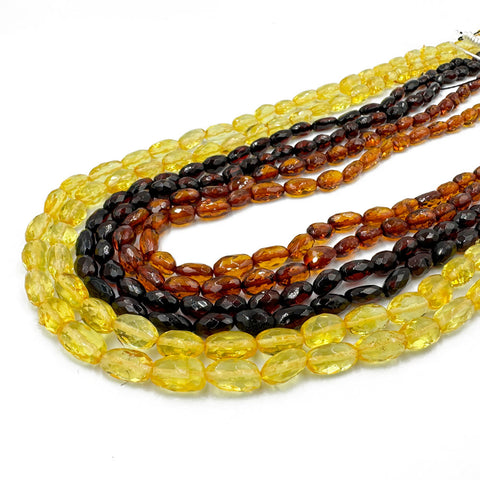 Multi-Color Amber Faceted Nugget Beads