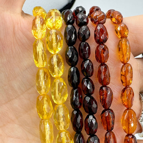 Multi-Color Amber Faceted Nugget Beads