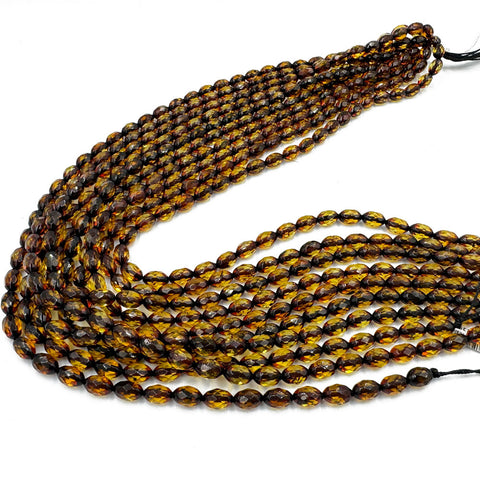 2-toned Amber Faceted  Olive Beads