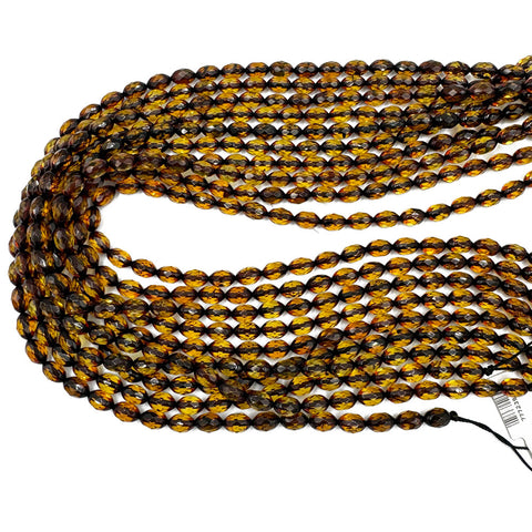 2-toned Amber Faceted  Olive Beads