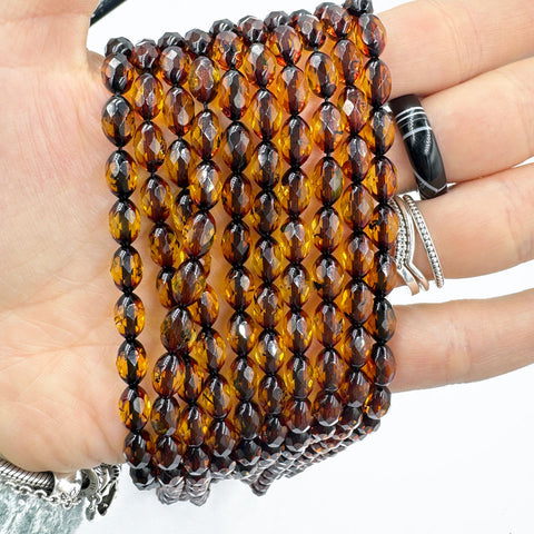 2-toned Amber Faceted  Olive Beads