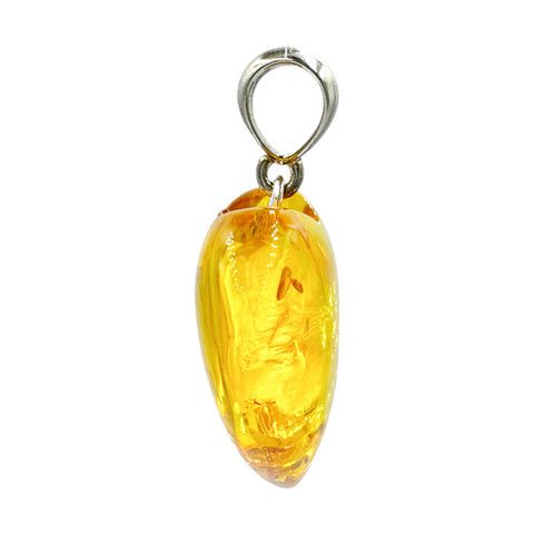 Lemon Amber Heart Pendant Sterling Silver