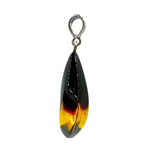 Gradient Amber Flame Pendant Sterling Silver