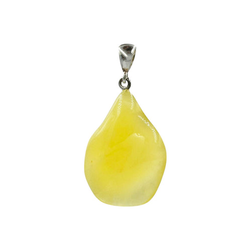 Milky Amber Wave Pendant Sterling Silver