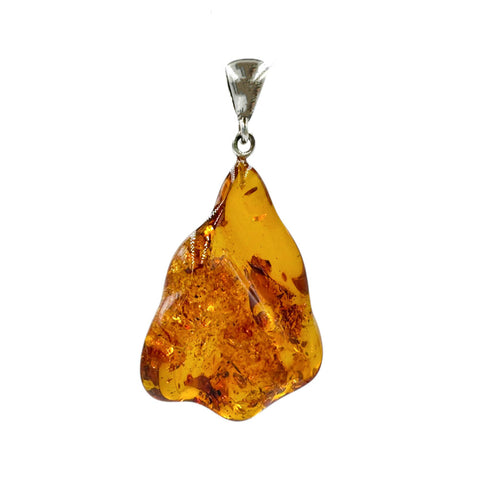 Cognac Amber Wave Pendant Sterling Silver