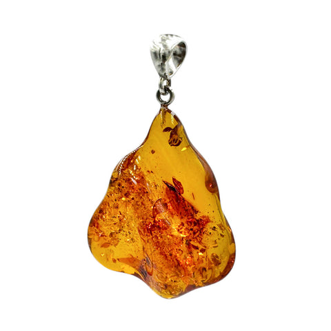 Cognac Amber Wave Pendant Sterling Silver