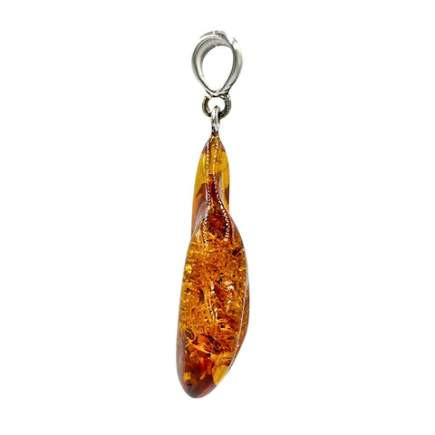 Cognac Amber Wave Pendant Sterling Silver