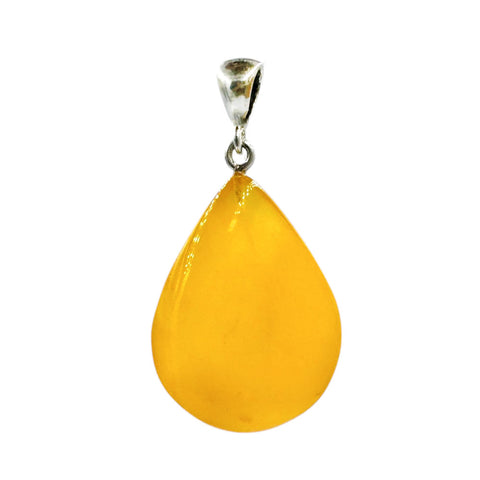 Milky Amber Drop Pendant Sterling Silver