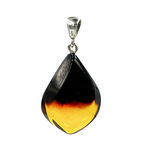 Gradient Amber Flame Pendant Sterling Silver