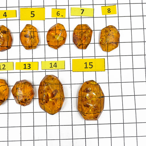 Cognac Amber Faceted Cut Shape Cabochons