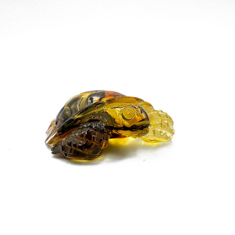 Fossil Amber Carved Turtle Figurine