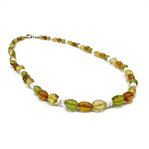 Multi-Color Amber Nuggets Necklace 14k Gold Plated