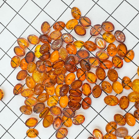 Cognac Amber Calibrated Oval Cabochons 10pcs