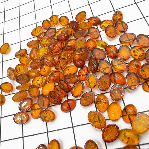 Cognac Amber Calibrated Oval Cabochons 10pcs