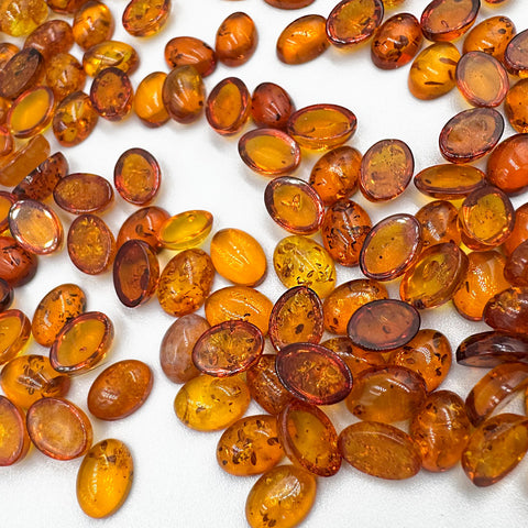 Cognac Amber Calibrated Oval Cabochons 10pcs