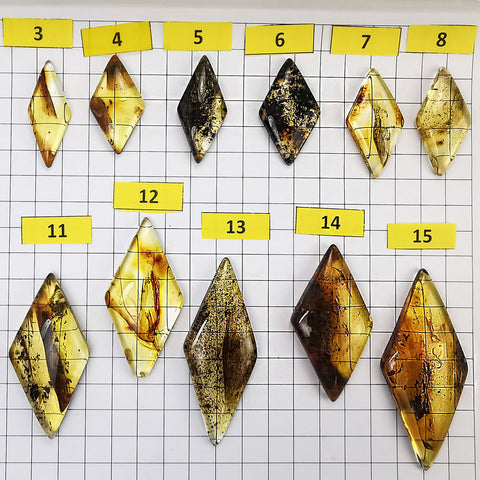 Natural Amber Rhombus Shape Cabochons