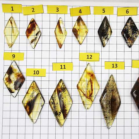 Natural Amber Rhombus Shape Cabochons