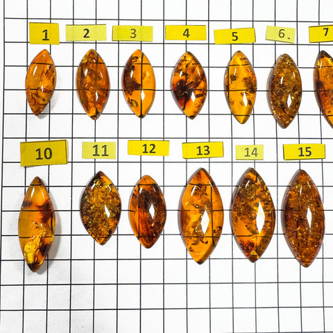 Cognac Amber Marquise Shape Cabochons