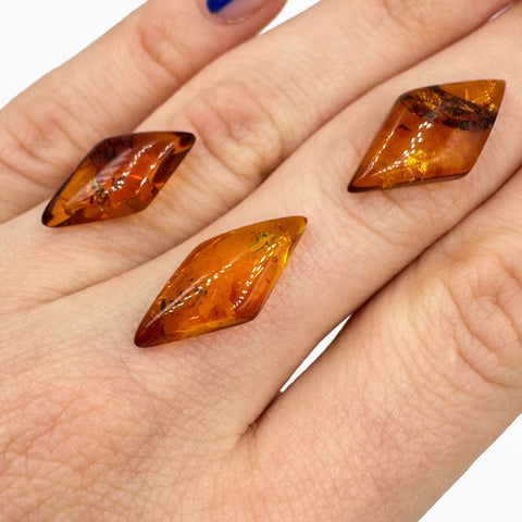 Cognac Amber Rhombus Shape Cabochons