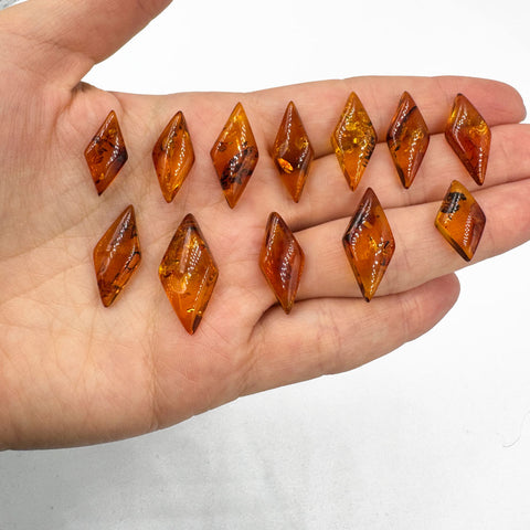 Cognac Amber Rhombus Shape Cabochons