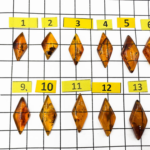 Cognac Amber Rhombus Shape Cabochons