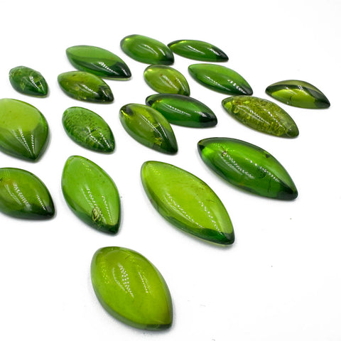 Green Amber Handmade Marquise Shape Cabochons