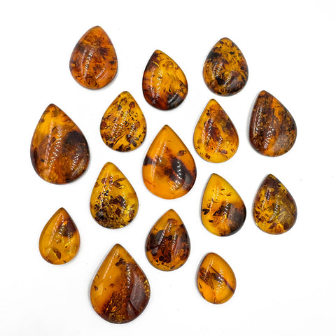 Cognac Amber Drop Shape Cabochons