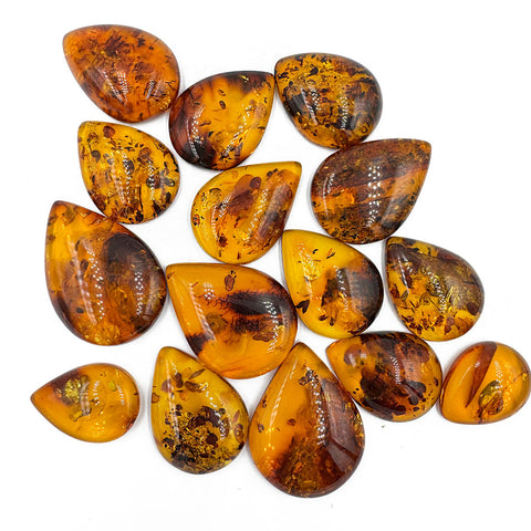 Cognac Amber Drop Shape Cabochons