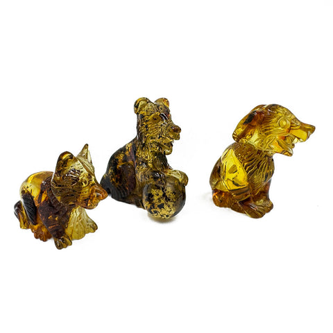 Cognac Amber Carved Dog Figurine
