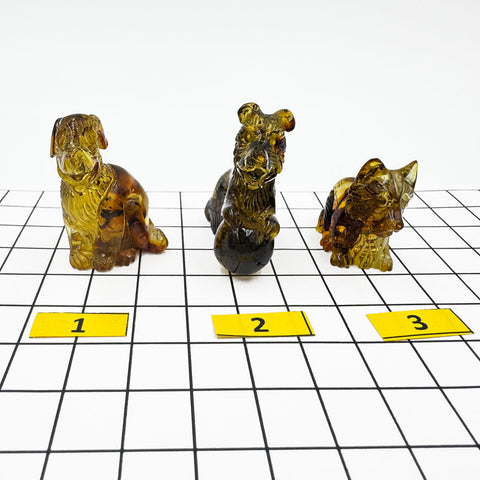 Cognac Amber Carved Dog Figurine