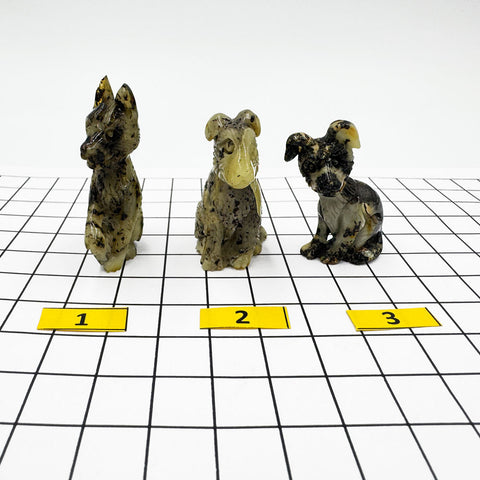 Milky Fossil Amber Carved Dog Figurine