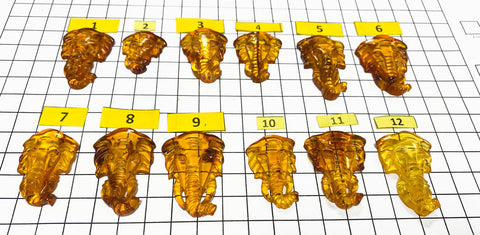 Cognac Amber Carved Elephant Cabochons