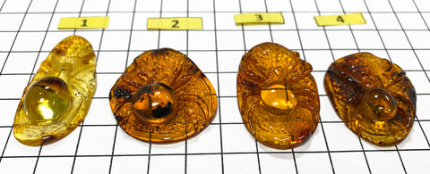 Cognac Amber Carved Spider Cabochons