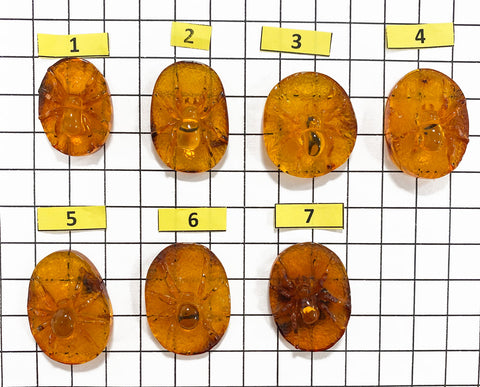 Cognac Amber Carved Spider Cabochons