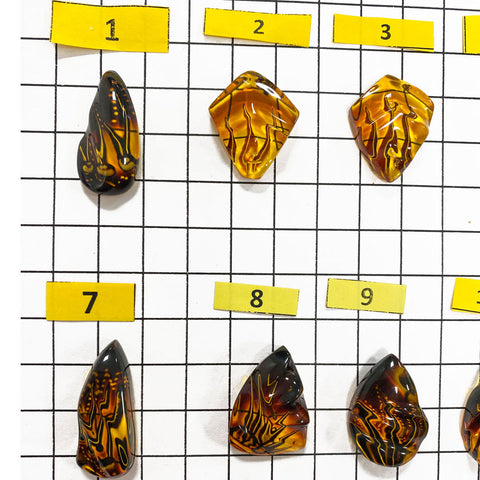 Gradient Color Amber Carved Free Shape Cabochon