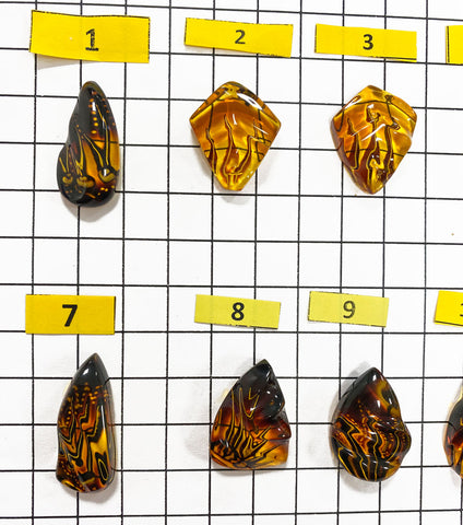 Gradient Color Amber Carved Free Shape Cabochon