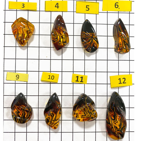 Gradient Color Amber Carved Free Shape Cabochon