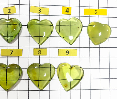 Green Amber Free Heart Shape Cabochon