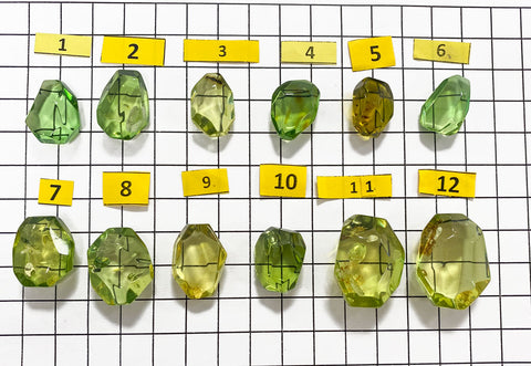 Green Amber Crystal Cut Stone