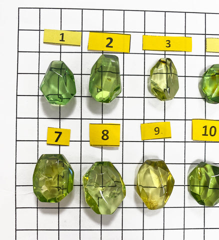 Green Amber Crystal Cut Stone