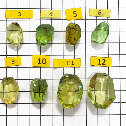 Green Amber Crystal Cut Stone