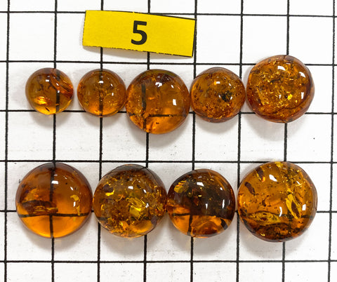 Cognac Amber Free Shape Cabochons Set