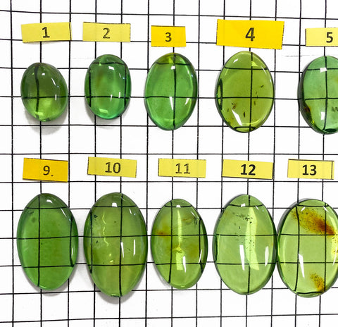 Green Amber Handmade Free Shape Cabochons