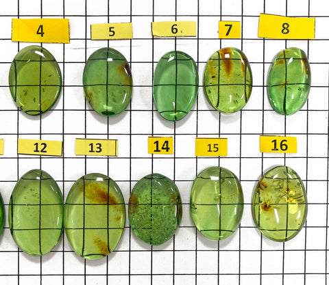 Green Amber Handmade Free Shape Cabochons